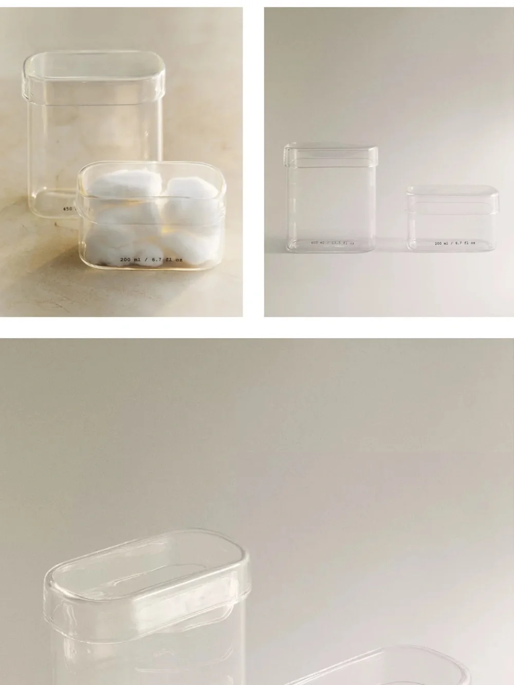 2x Zara Home brand Borosilicate Glass Bathroom Organizer Jar - Small + Large